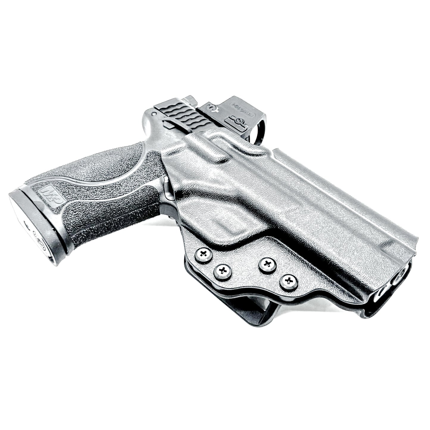 Smith & Wesson M&P 4 & 4.6 10MM M2.0 OWB Holster from Four Brothers in Black with 4Bros 1.5" Belt Slide.