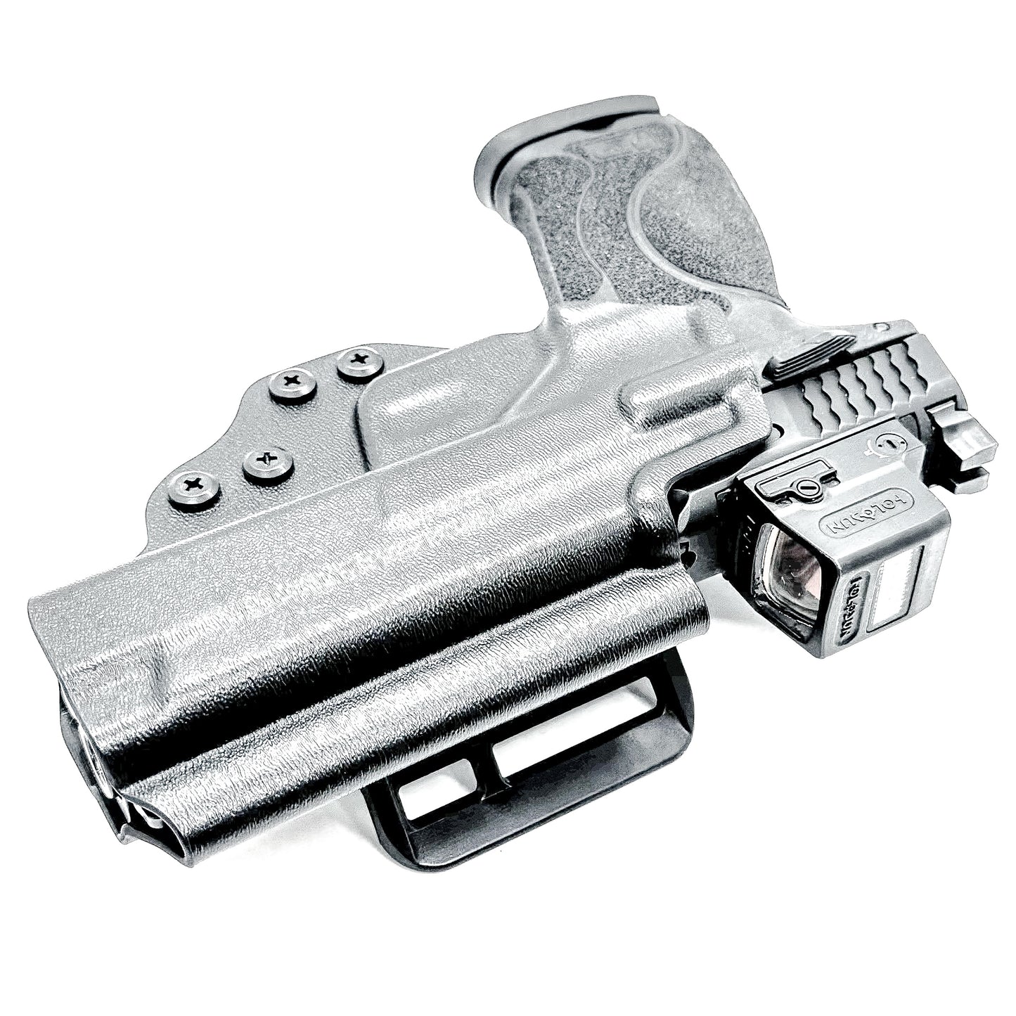 Smith & Wesson M&P 4 & 4.6 10MM M2.0 OWB Holster from Four Brothers in Black with 4Bros 1.5" Belt Slide.