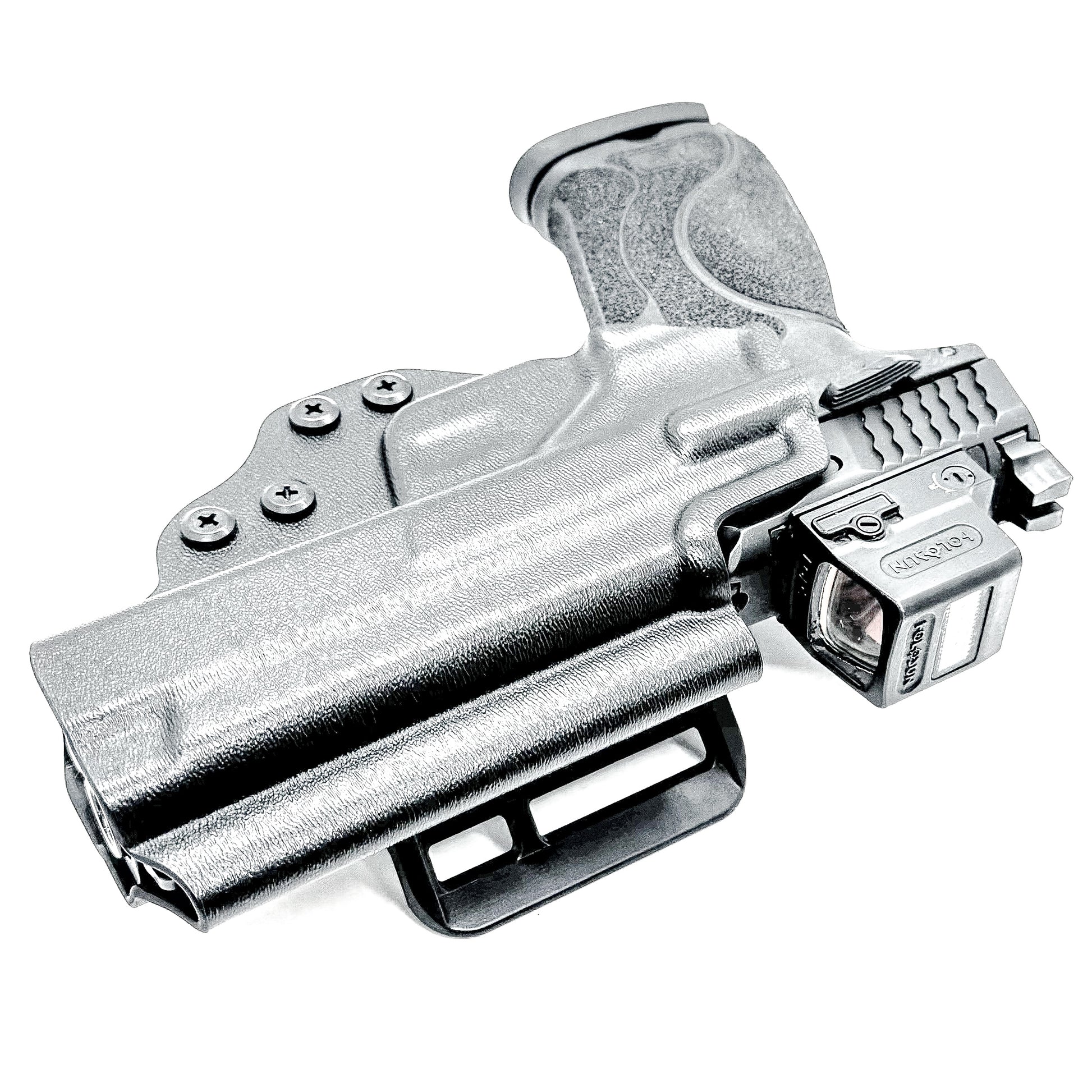 Smith & Wesson M&P 4 & 4.6 10MM M2.0 OWB Holster from Four Brothers in Black with 4Bros 1.5" Belt Slide.