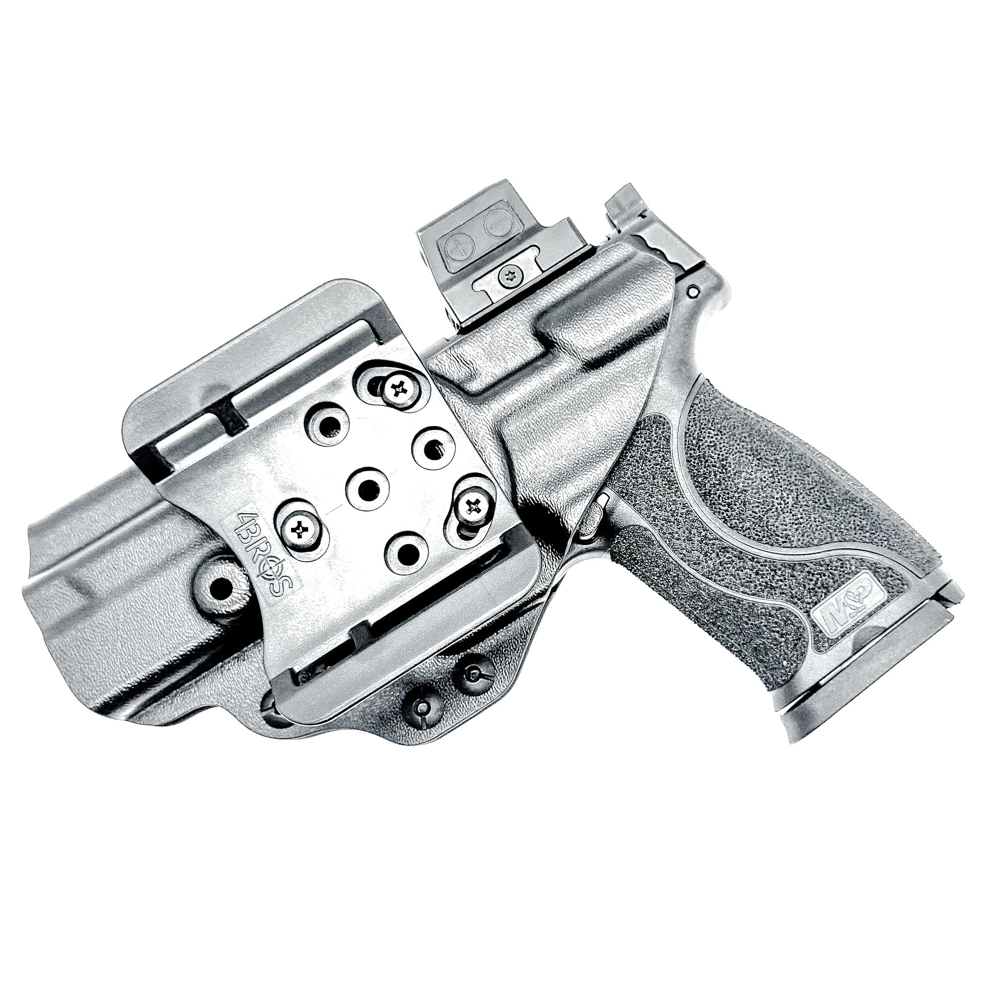 Smith & Wesson M&P 4 & 4.6 10MM M2.0 OWB Holster from Four Brothers in Black with 4Bros 1.5" Belt Slide.