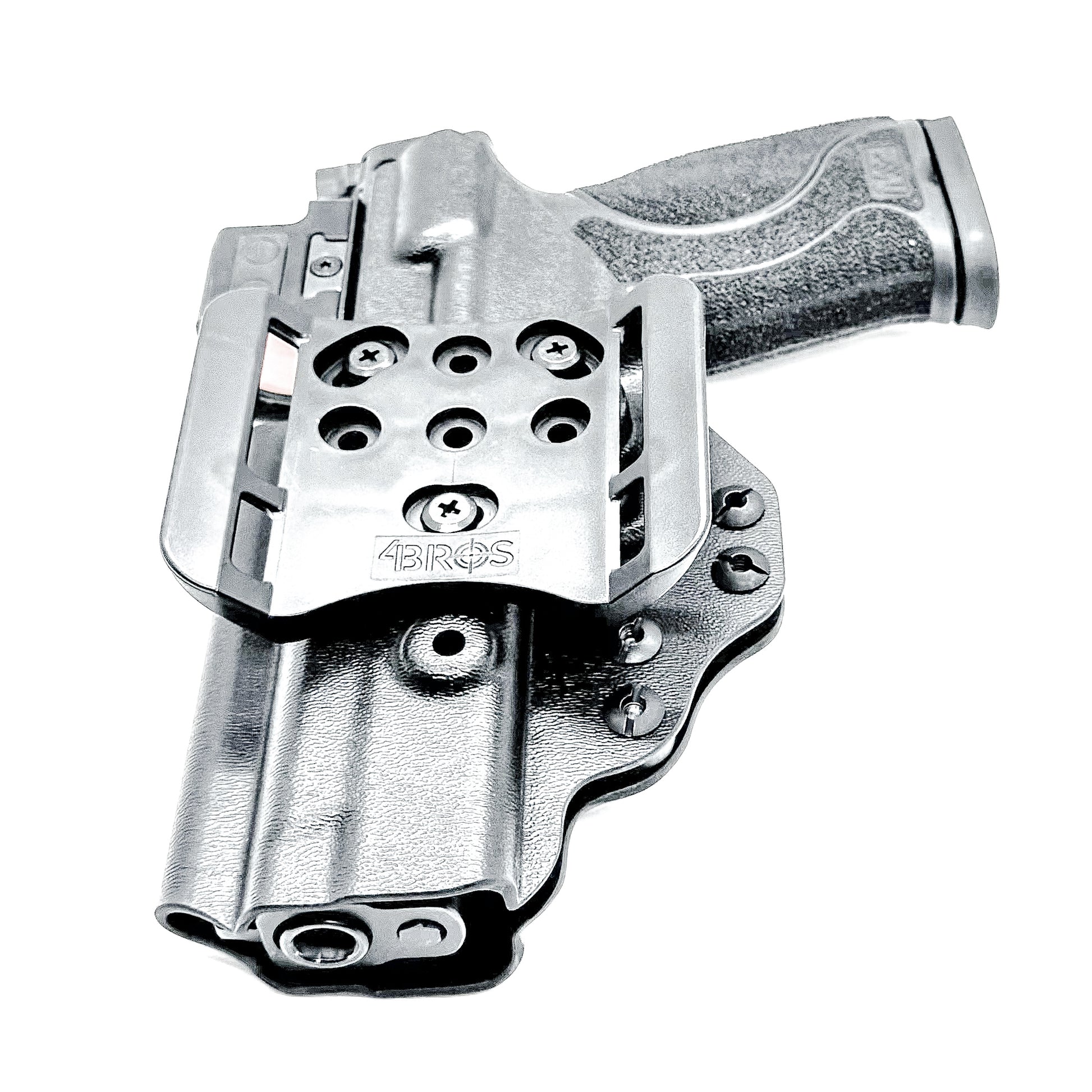 Smith & Wesson M&P 4 & 4.6 10MM M2.0 OWB Holster from Four Brothers in Black with 4Bros 1.5" Belt Slide.