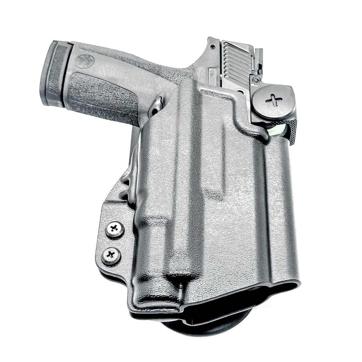 For a durable Duty & Competition Holster for the Smith & Wesson M&P Shield X & SureFire XC3 Sub with adjustable retention & optics clearance, shop 4Bros.