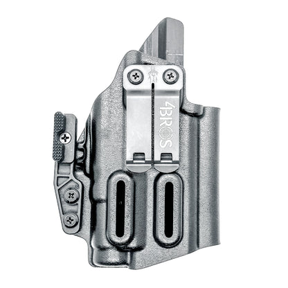 For the best IWB (Inside Waistband) Kydex Holster for the Smith & Wesson M&P Shield X & SureFire XC3 Sub with or without thumb safety shop 4BROS Holsters.