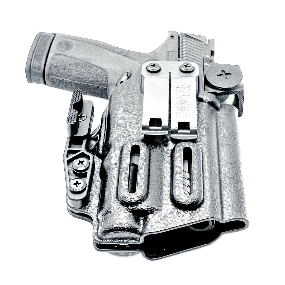 For the best IWB (Inside Waistband) Kydex Holster for the Smith & Wesson M&P Shield X & SureFire XC3 Sub with or without thumb safety shop 4BROS Holsters.