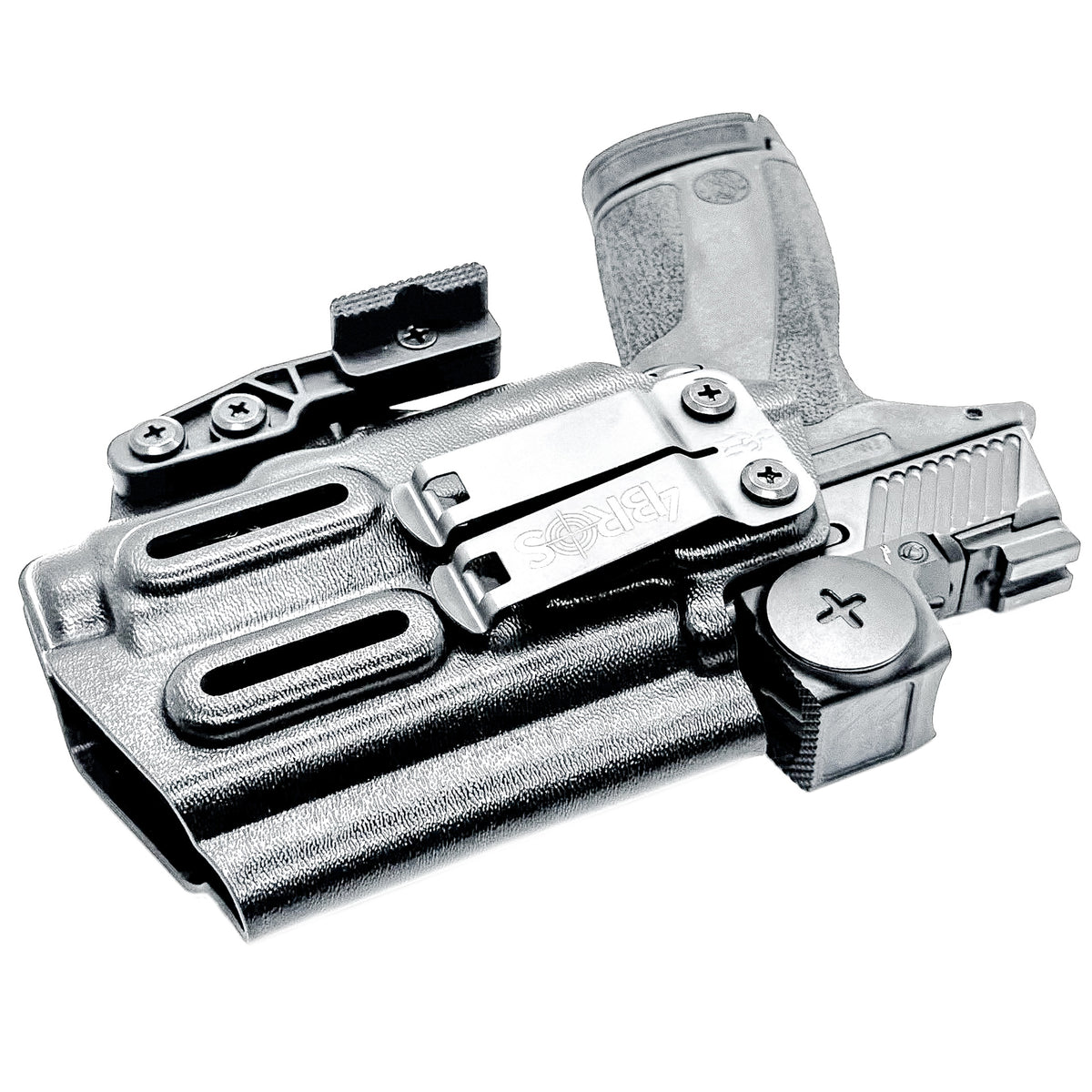 For the best IWB (Inside Waistband) Kydex Holster for the Smith & Wesson M&P Shield X & SureFire XC3 Sub with or without thumb safety shop 4BROS Holsters.