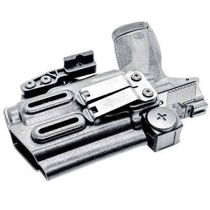 For the best IWB (Inside Waistband) Kydex Holster for the Smith & Wesson M&P Shield X & SureFire XC3 Sub with or without thumb safety shop 4BROS Holsters.
