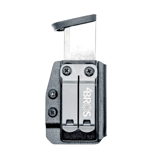 Black Kydex IWB AIWB appendix inside waistband magazine pouch carrier or holster for the Smith & Wesson M&P 2.0 10mm from Four Brothers 4BROS Holsters.