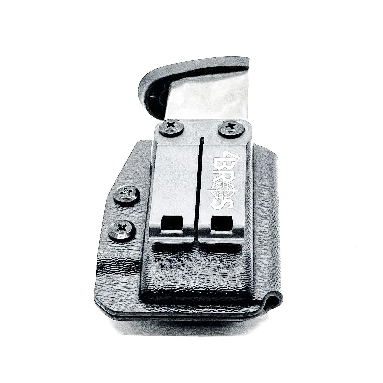 Black Kydex IWB AIWB appendix inside waistband magazine pouch carrier or holster for the Smith & Wesson M&P 2.0 10mm from Four Brothers 4BROS Holsters.