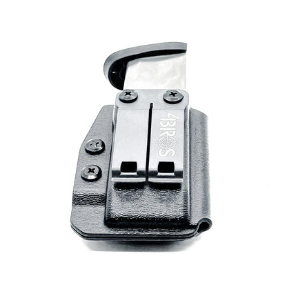Black Kydex IWB AIWB appendix inside waistband magazine pouch carrier or holster for the Smith & Wesson M&P 2.0 10mm from Four Brothers 4BROS Holsters.