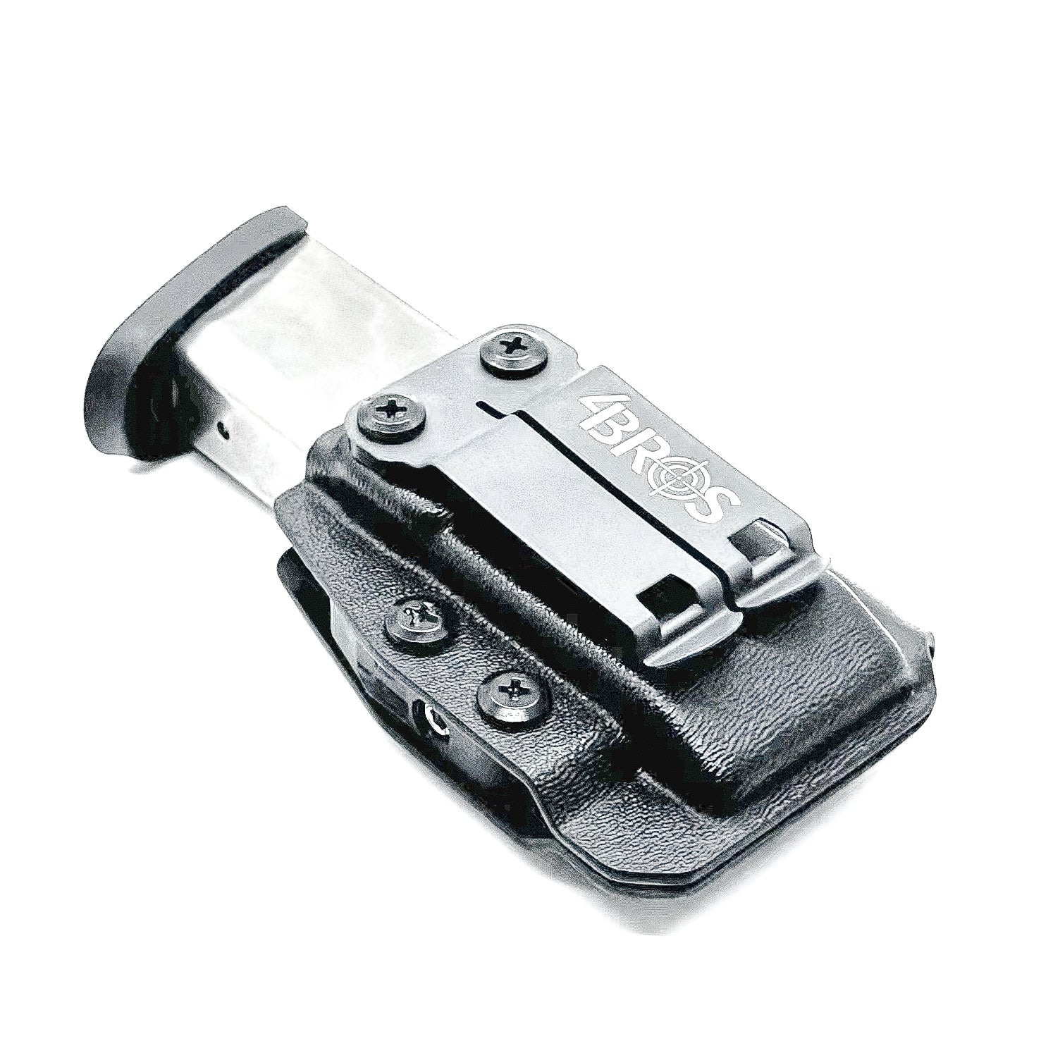 Black Kydex IWB AIWB appendix inside waistband magazine pouch carrier or holster for the Smith & Wesson M&P 2.0 10mm from Four Brothers 4BROS Holsters.