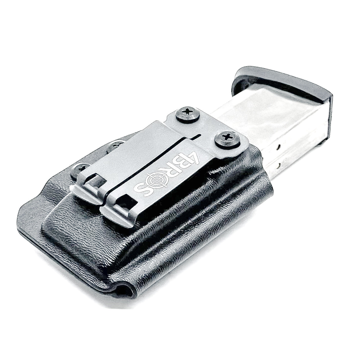 Black Kydex IWB AIWB appendix inside waistband magazine pouch carrier or holster for the Smith & Wesson M&P 2.0 10mm from Four Brothers 4BROS Holsters.