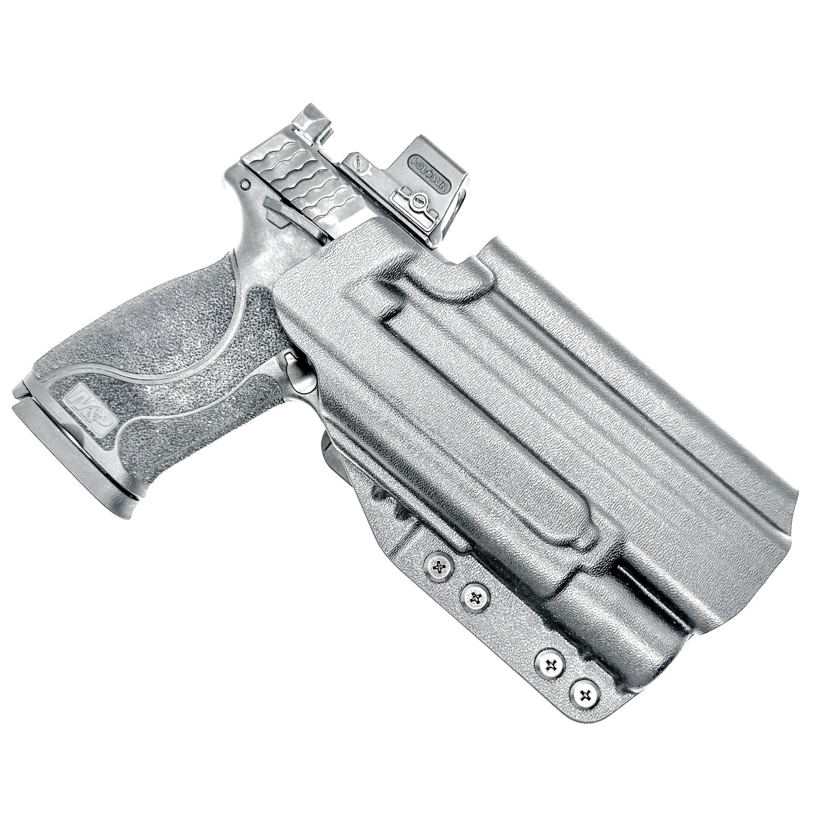 For the best OWB holster for the S&W M&P 10MM 5.6" Performance Center M2.0 pistol with thumb safety & Surefire X300 light shop Four Brothers 4BROS Holsters.