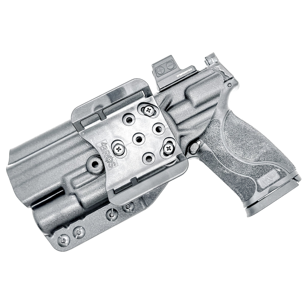For the best OWB holster for the S&W M&P 10MM 5.6" Performance Center M2.0 pistol with thumb safety & Surefire X300 light shop Four Brothers 4BROS Holsters.