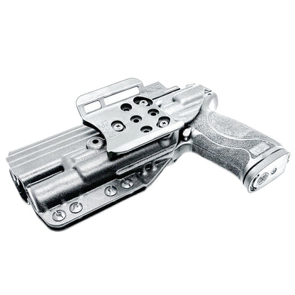 For the best OWB holster for the S&W M&P 10MM 5.6" Performance Center M2.0 pistol with thumb safety & Surefire X300 light shop Four Brothers 4BROS Holsters.
