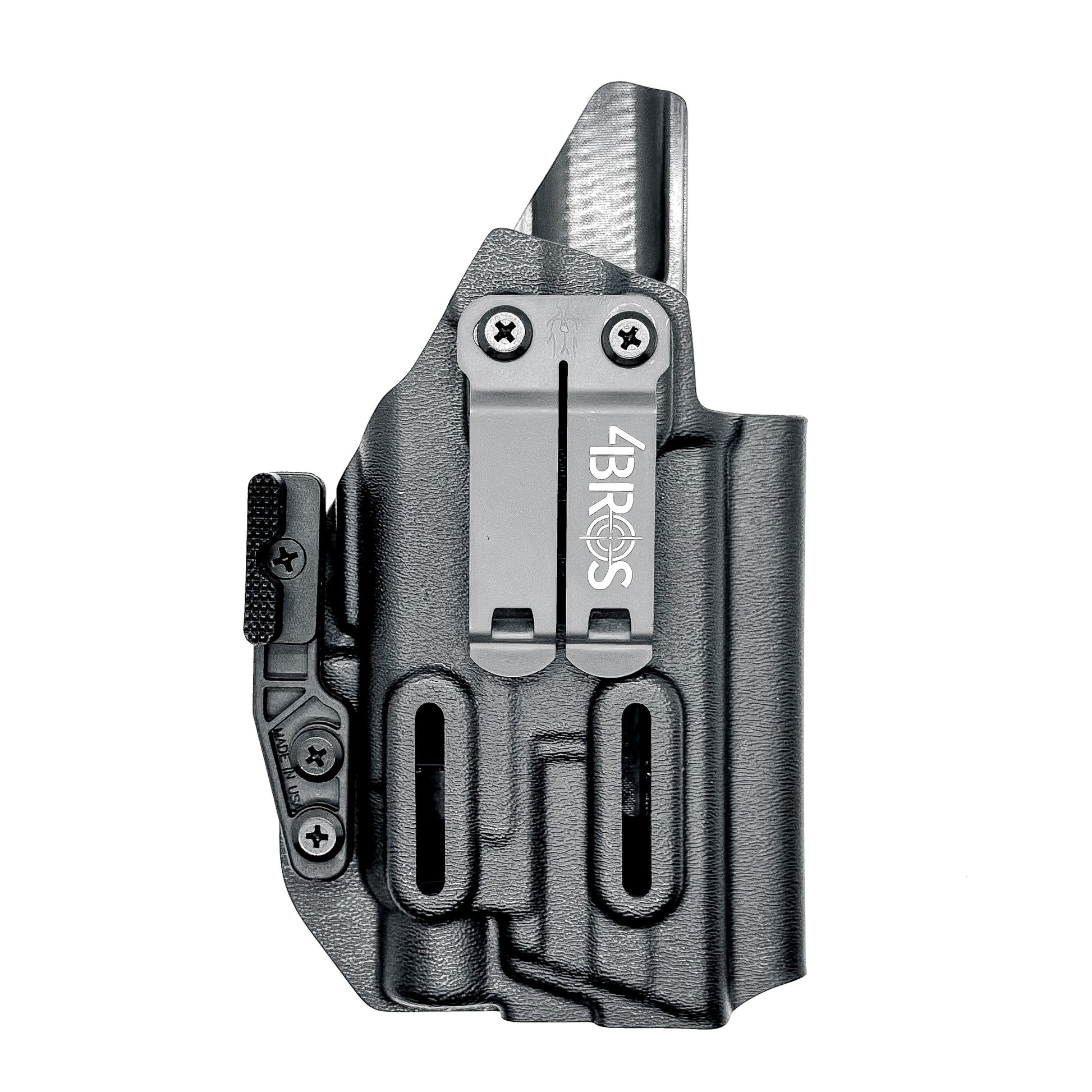 For the best Inside Waistband Holster for the Smith & Wesson M&P Compact 9mm 4" pistol & Streamlight TLR-7 A, X, & TLR-7 HL-X, shop Four Brothers holsters. 