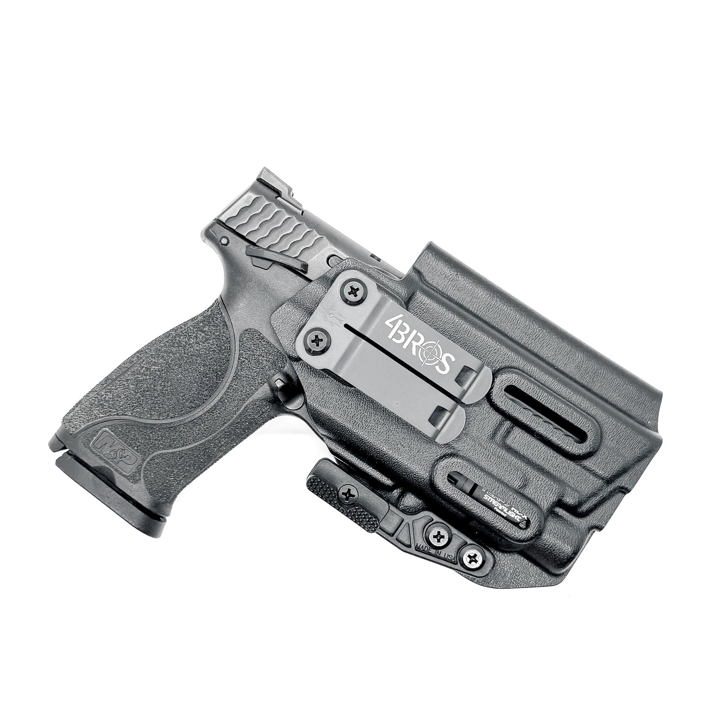 For the best Inside Waistband Holster for the Smith & Wesson M&P Compact 9mm 4" pistol & Streamlight TLR-7 A, X, & TLR-7 HL-X, shop Four Brothers holsters. 
