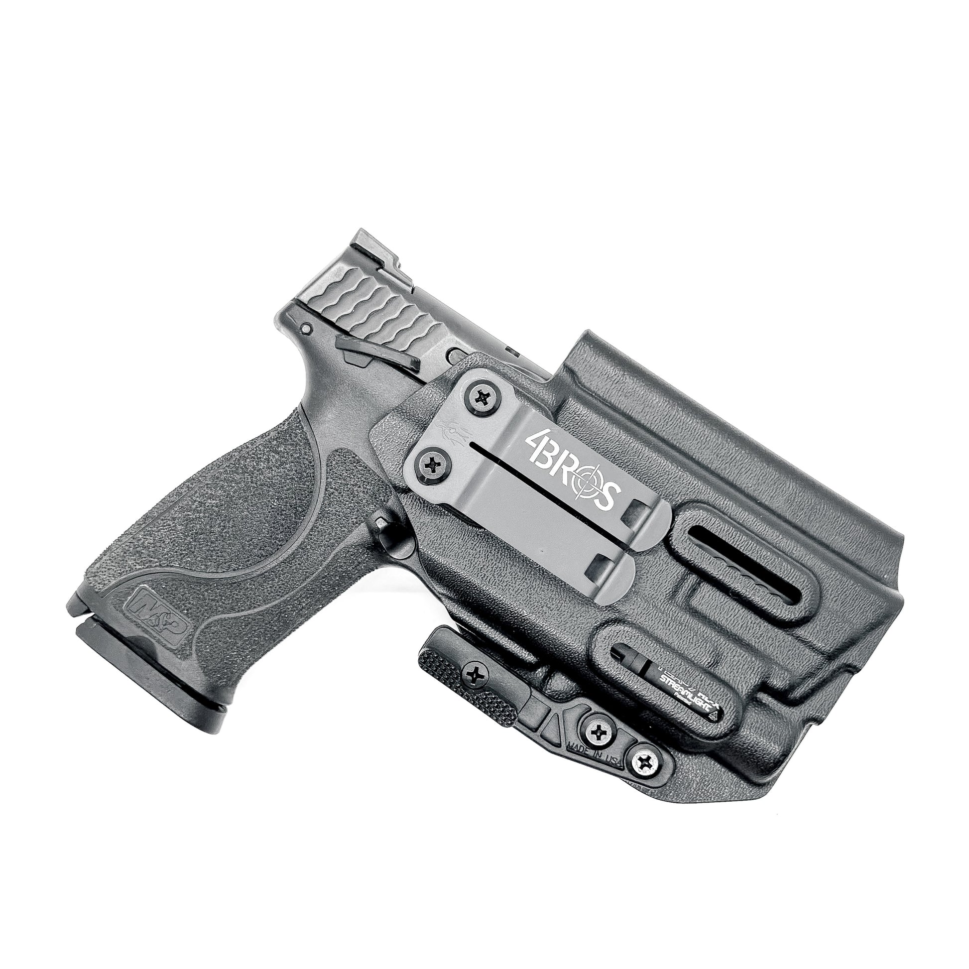 For the best Inside Waistband Holster for the Smith & Wesson M&P Compact 9mm 4" pistol & Streamlight TLR-7 A, X, & TLR-7 HL-X, shop Four Brothers holsters. 