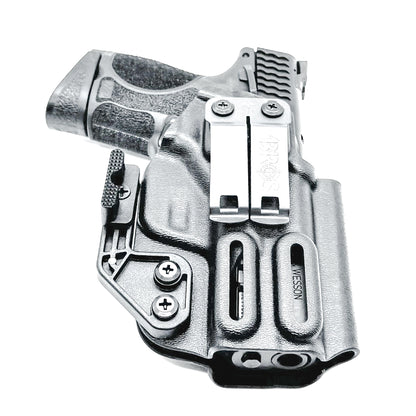IWB holster for Smith & Wesson M&P M2.0 3.6" Compact & Subcompact 9mm pistols. Red dot ready, thumb safety compatible, made in the USA from .093" Kydex.