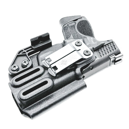 IWB holster for Smith & Wesson M&P M2.0 3.6" Compact & Subcompact 9mm pistols. Red dot ready, thumb safety compatible, made in the USA from .093" Kydex.