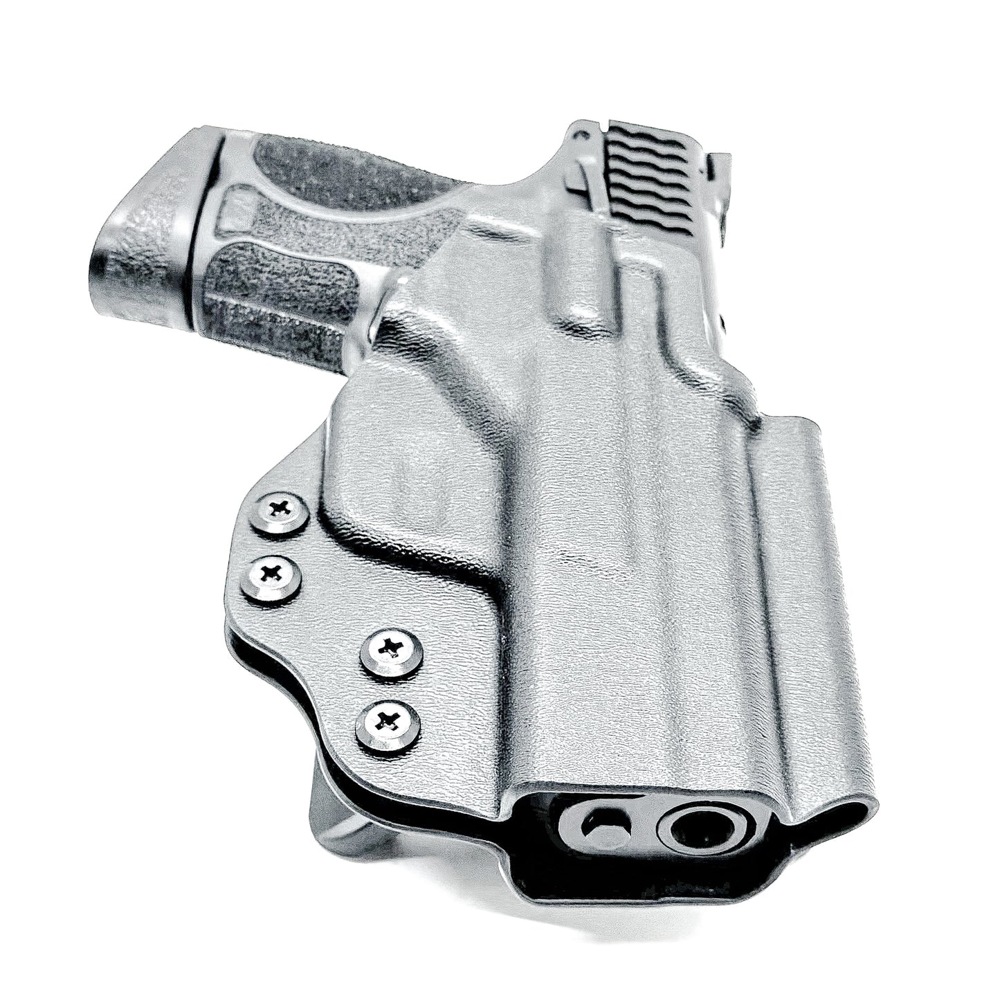 OWB holster for M&P M2.0 3.6" Compact & Subcompact 9mm. Optic ready, suppressor sight compatible, .093" Kydex, made in the USA for range or duty use.