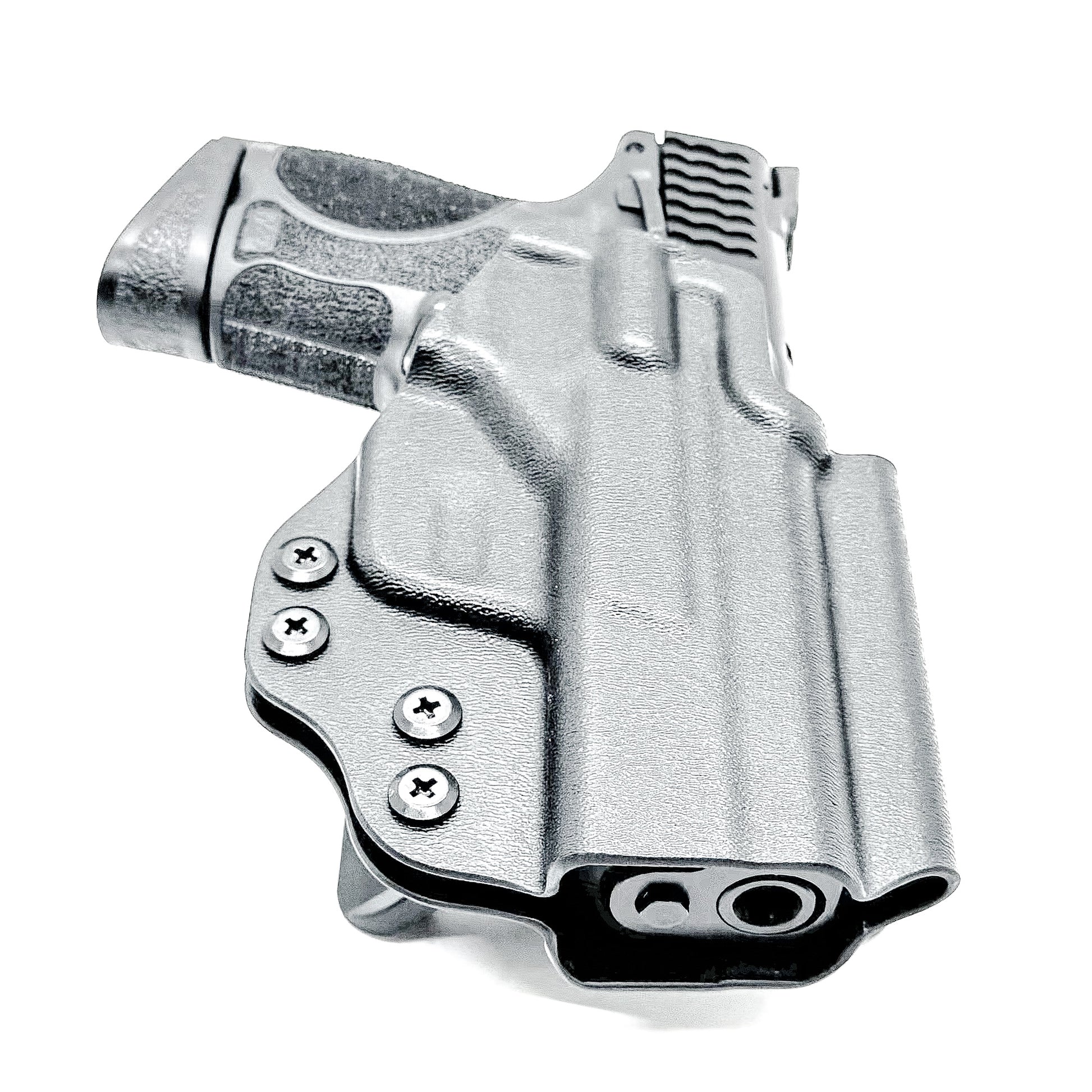 OWB holster for M&P M2.0 3.6" Compact & Subcompact 9mm. Optic ready, suppressor sight compatible, .093" Kydex, made in the USA for range or duty use.