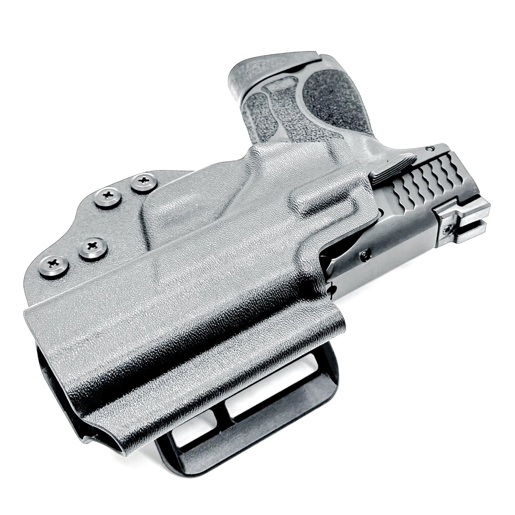 OWB holster for M&P M2.0 3.6" Compact & Subcompact 9mm. Optic ready, suppressor sight compatible, .093" Kydex, made in the USA for range or duty use.