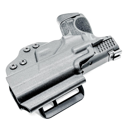 OWB holster for M&P M2.0 3.6" Compact & Subcompact 9mm. Optic ready, suppressor sight compatible, .093" Kydex, made in the USA for range or duty use.