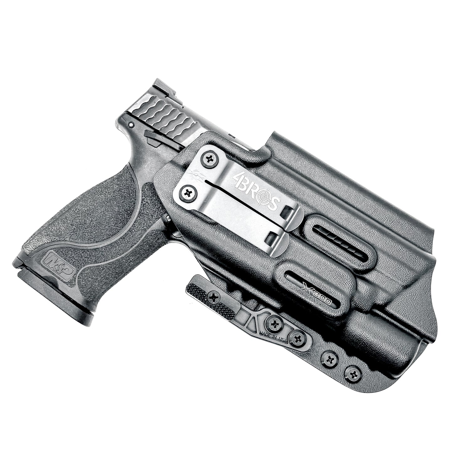 Smith & Wesson M&P 4-4.625 M2.0 & X300U Inside Waistband Holster in black with Monoblock and Modwing
