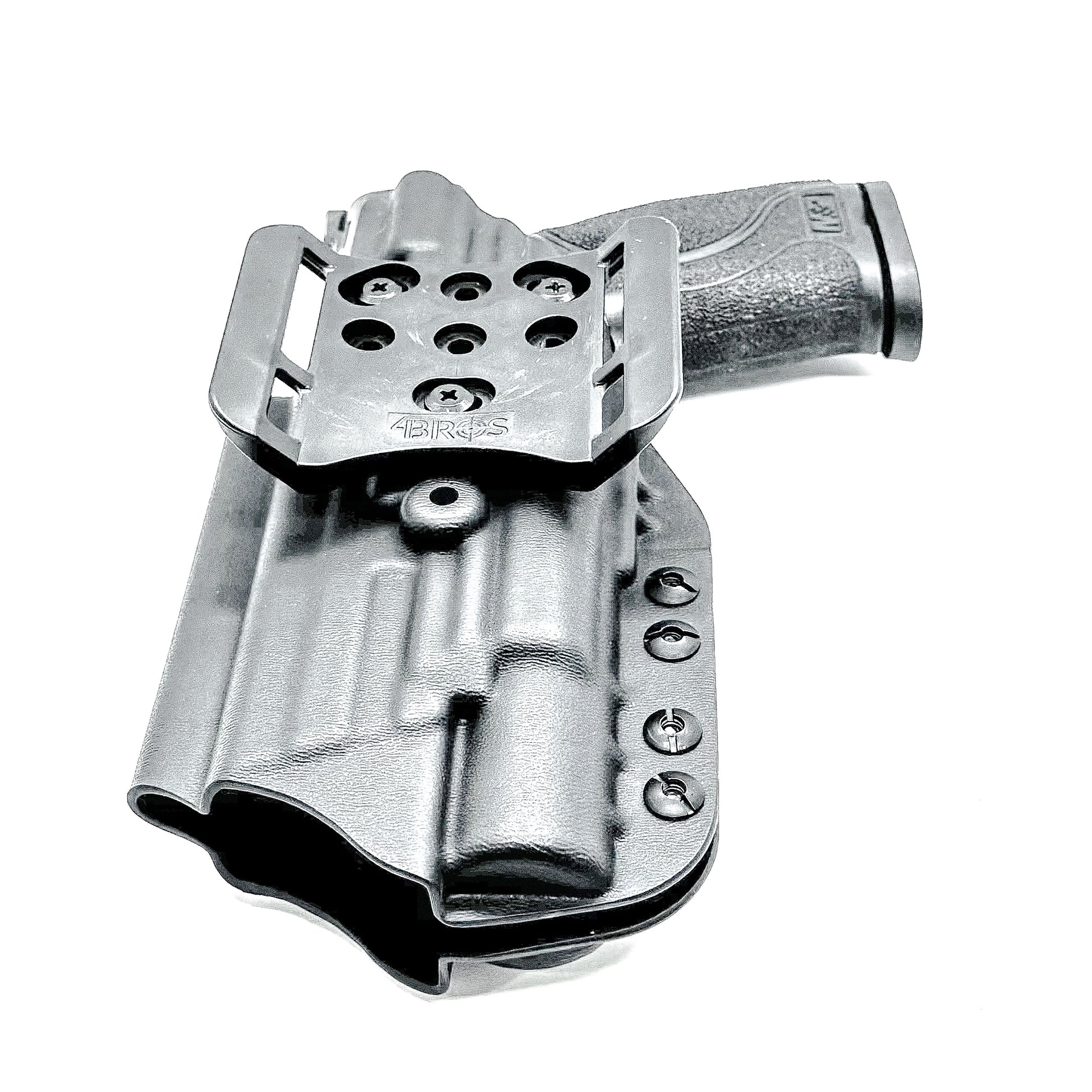 Black Outside Waistband Holster with the 4BROS 1.5" Belt Slide for the Smith & Wesson M&P 4-4.625 M2.0 & X300U light