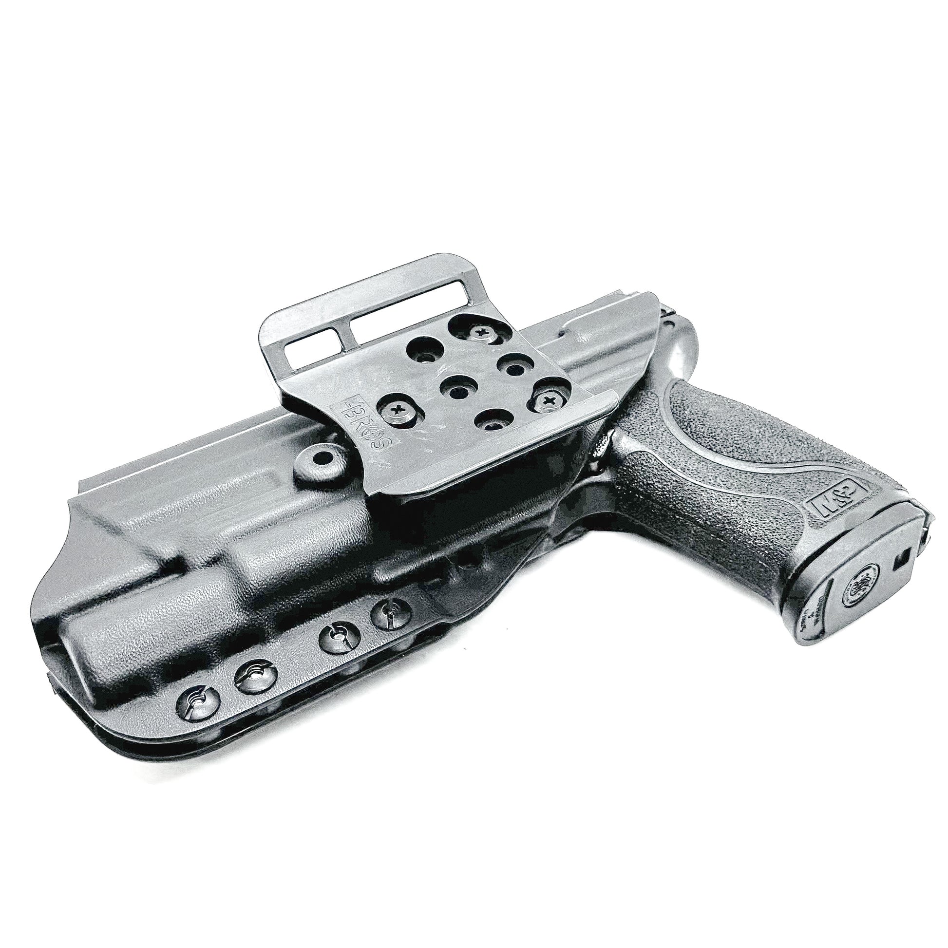 Black Outside Waistband Holster with the 4BROS 1.5" Belt Slide for the Smith & Wesson M&P 4-4.625 M2.0 & X300U light
