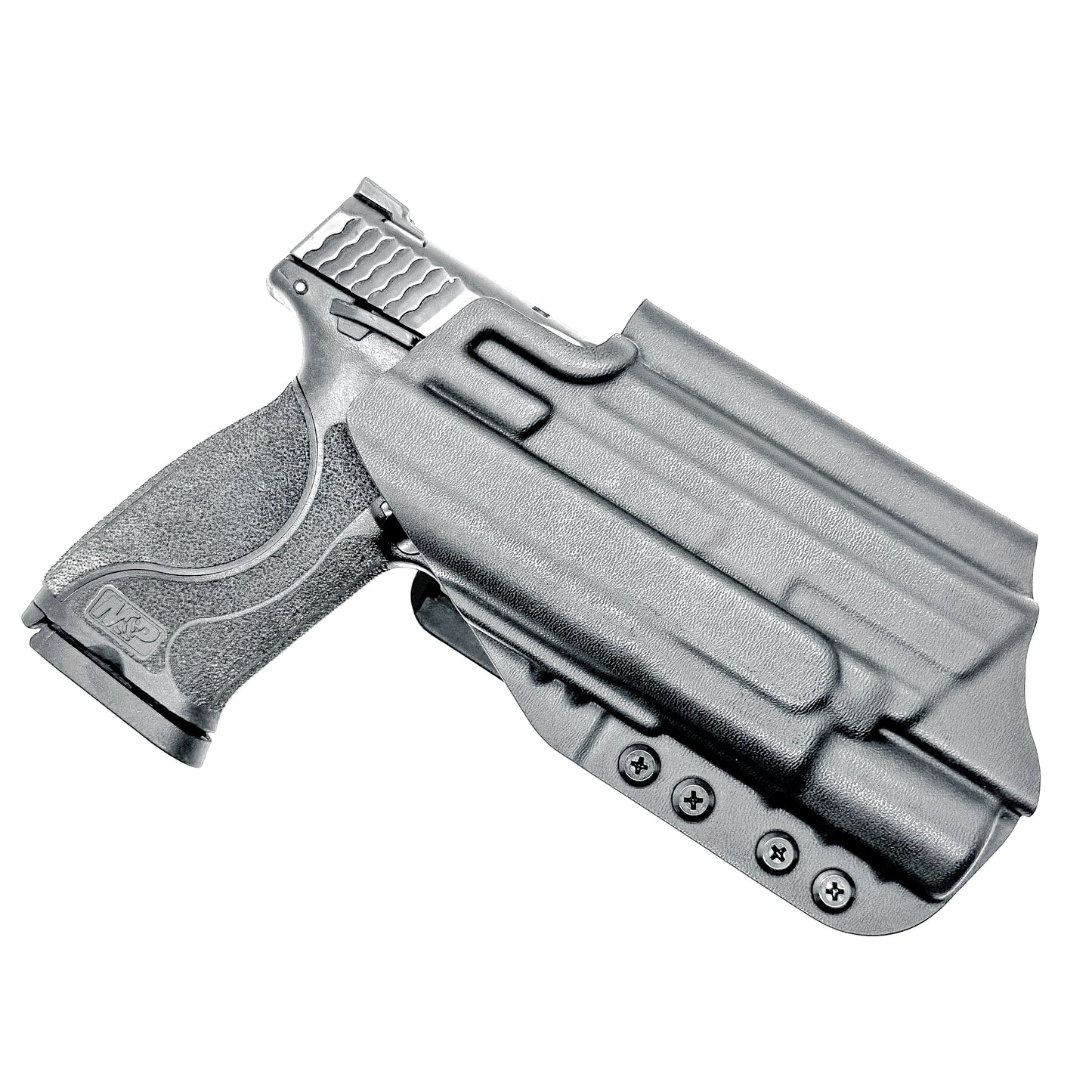 Black Outside Waistband Holster with the 4BROS 1.5" Belt Slide for the Smith & Wesson M&P 4-4.625 M2.0 & X300U light