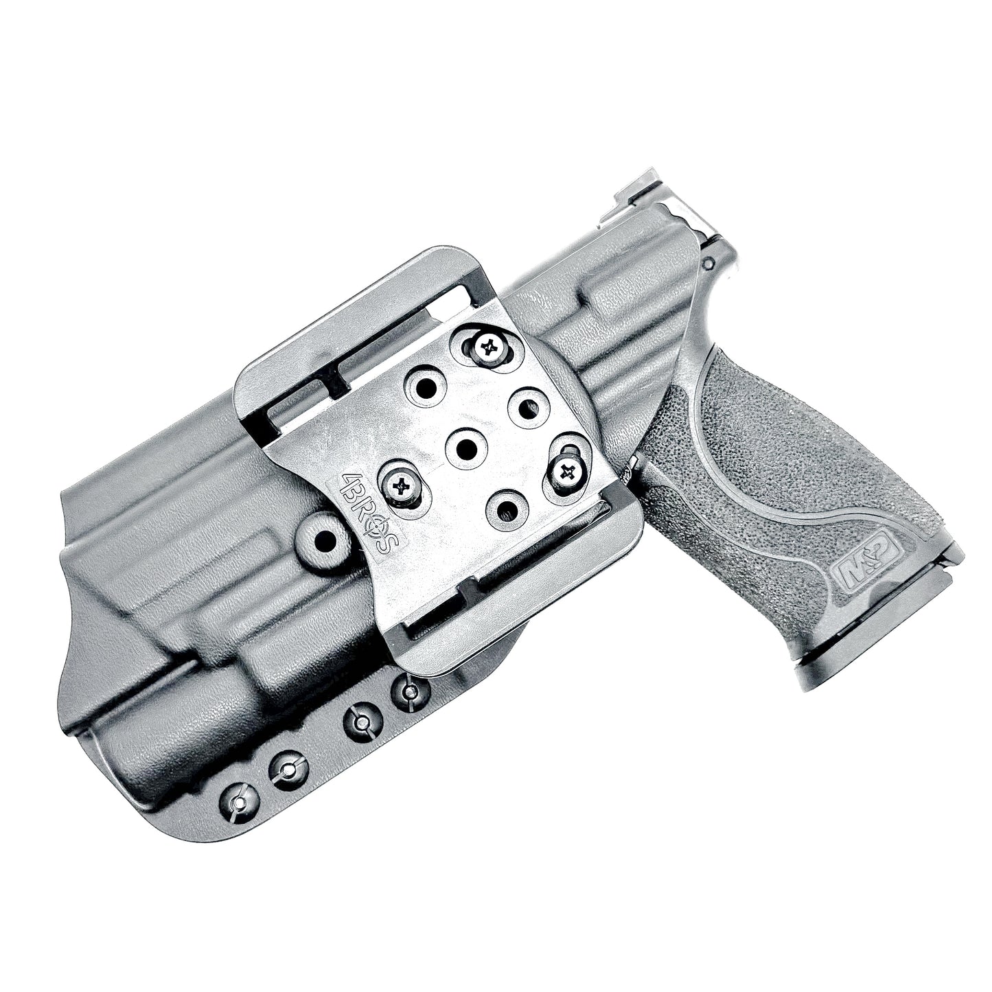 Black Outside Waistband Holster with the 4BROS 1.5" Belt Slide for the Smith & Wesson M&P 4-4.625 M2.0 & X300U light