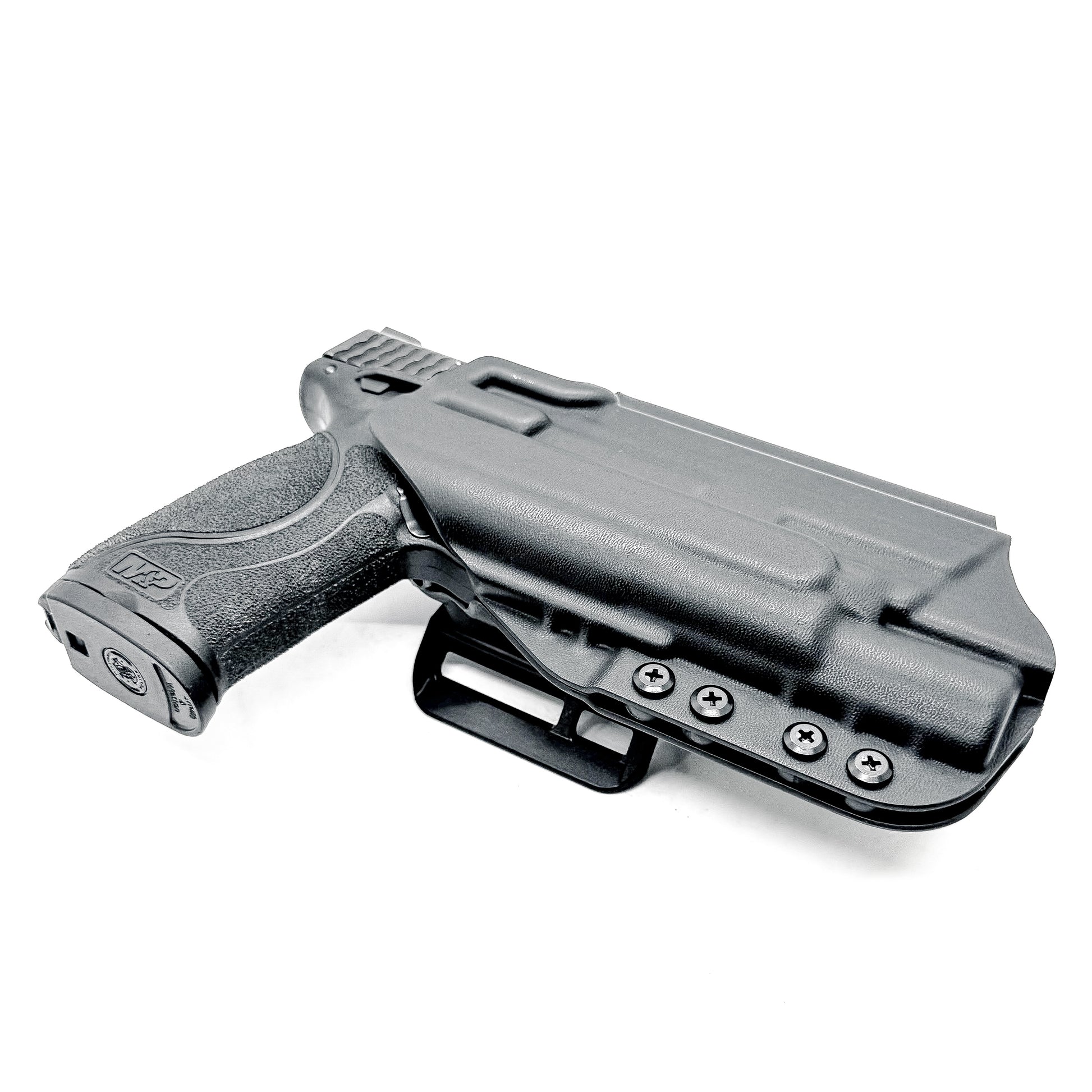 Black Outside Waistband Holster with the 4BROS 1.5" Belt Slide for the Smith & Wesson M&P 4-4.625 M2.0 & X300U light