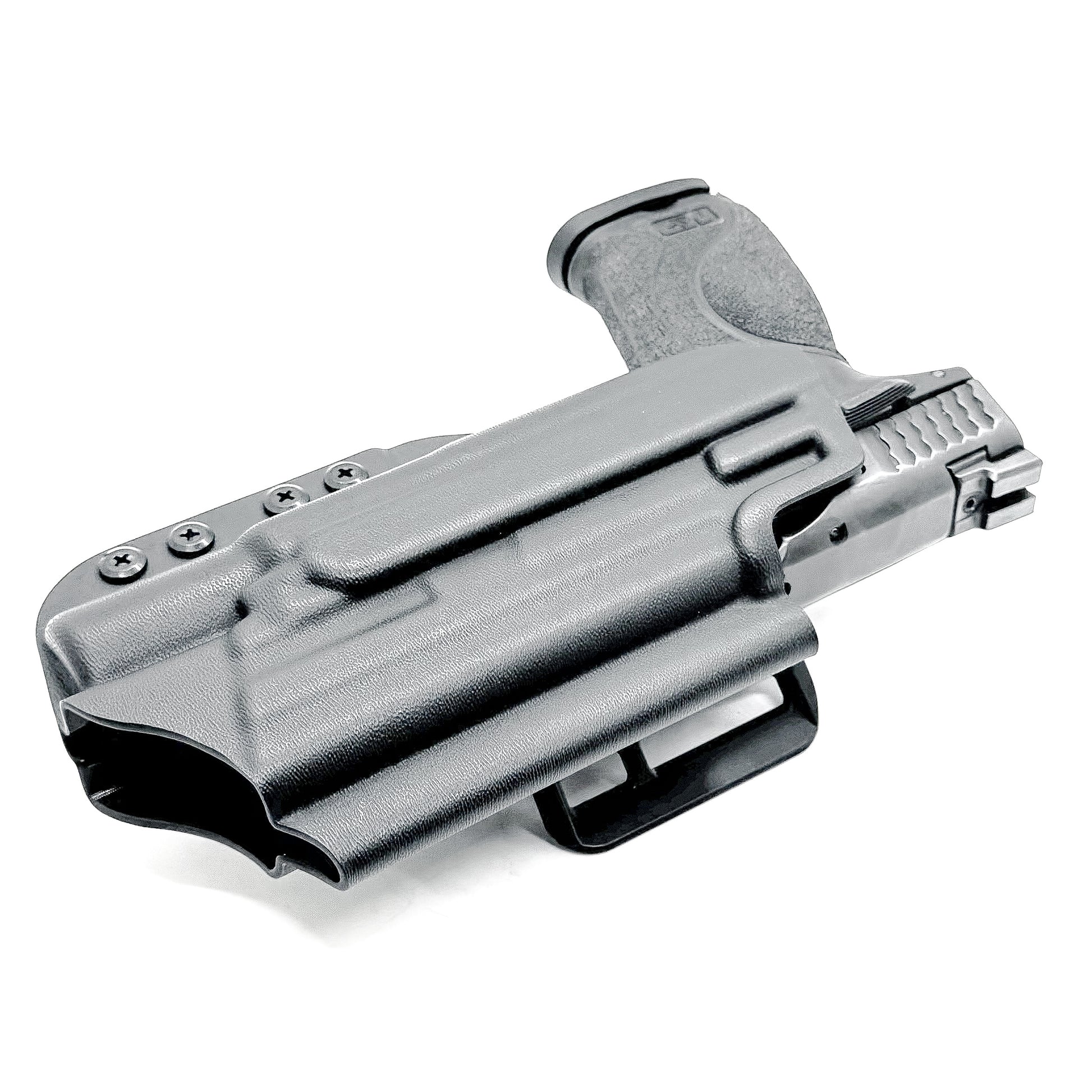 Black Outside Waistband Holster with the 4BROS 1.5" Belt Slide for the Smith & Wesson M&P 4-4.625 M2.0 & X300U light