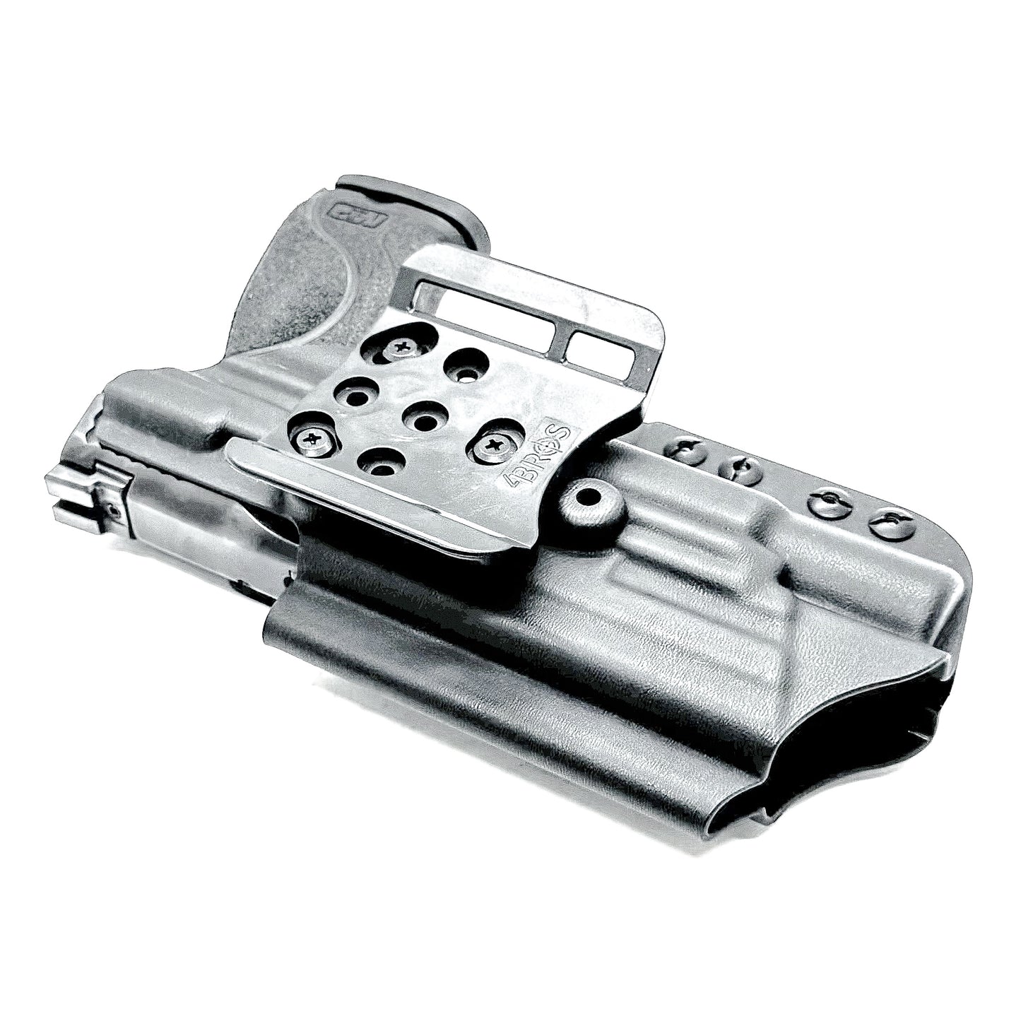 Black Outside Waistband Holster with the 4BROS 1.5" Belt Slide for the Smith & Wesson M&P 4-4.625 M2.0 & X300U light