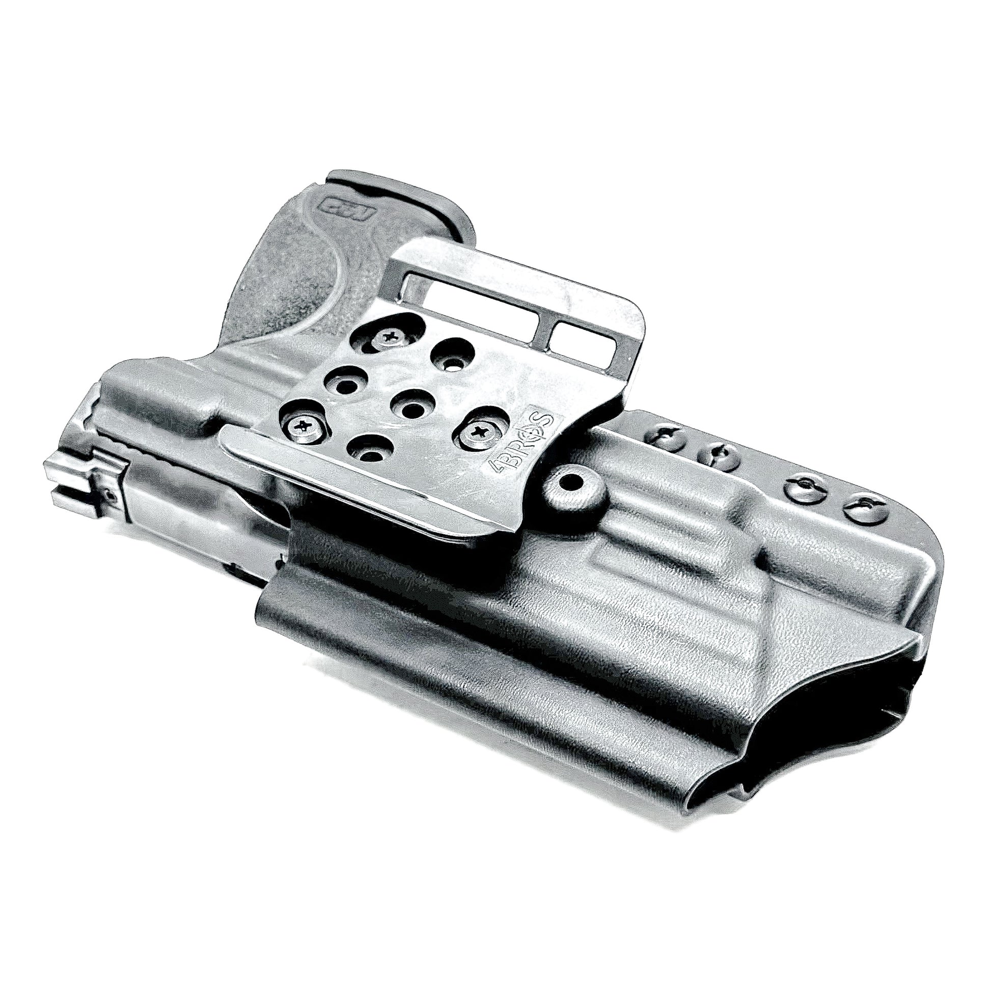 Black Outside Waistband Holster with the 4BROS 1.5" Belt Slide for the Smith & Wesson M&P 4-4.625 M2.0 & X300U light