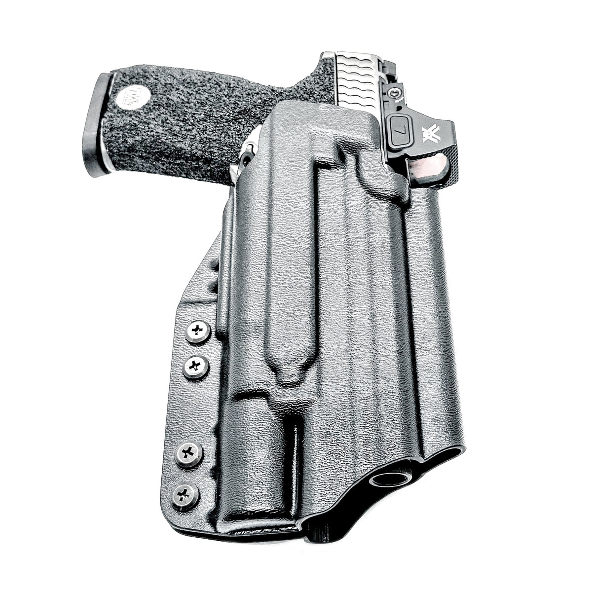 For the best Outside Waistband Smith & Wesson M&P M2.0 4", 4.22 or 4.6" pistol & Surefire X300 Duty & Competition Style Holster, shop Four Brothers Holsters.