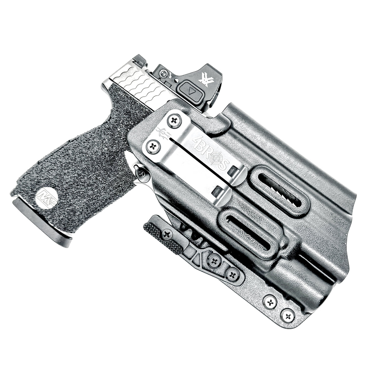 For the best IWB AIWB Inside Waistband Kydex Holster for the Smith & Wesson M&P M2.0 4", 4.22", or 4.6" pistol & Surefire X300 shop Four Brothers Holsters.
