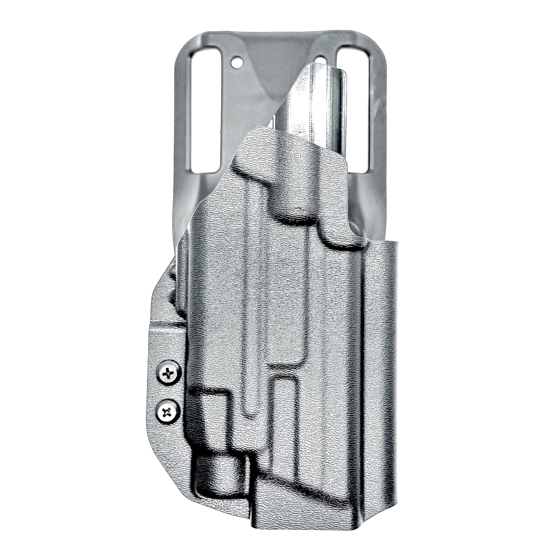 Black OWB Duty and Competiton Holster for the Smith & Wesson M&P M2.0 10mm 4.6" & TLR-7 HL-X light with a Duty Drop Attachment.