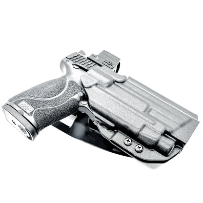 Black OWB Duty and Competiton Holster for the Smith & Wesson M&P M2.0 10mm 4.6" & TLR-7 HL-X light with a Duty Drop Attachment.