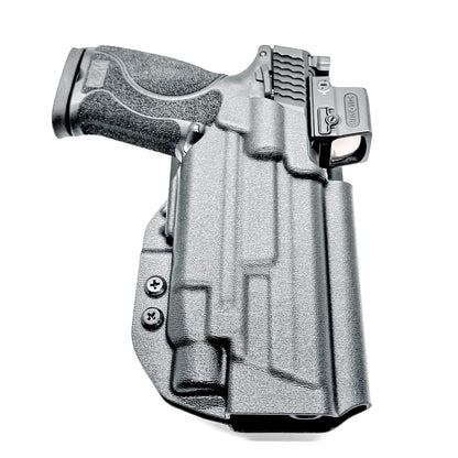 Black OWB Duty and Competiton Holster for the Smith & Wesson M&P M2.0 10mm 4.6" & TLR-7 HL-X light with a Duty Drop Attachment.