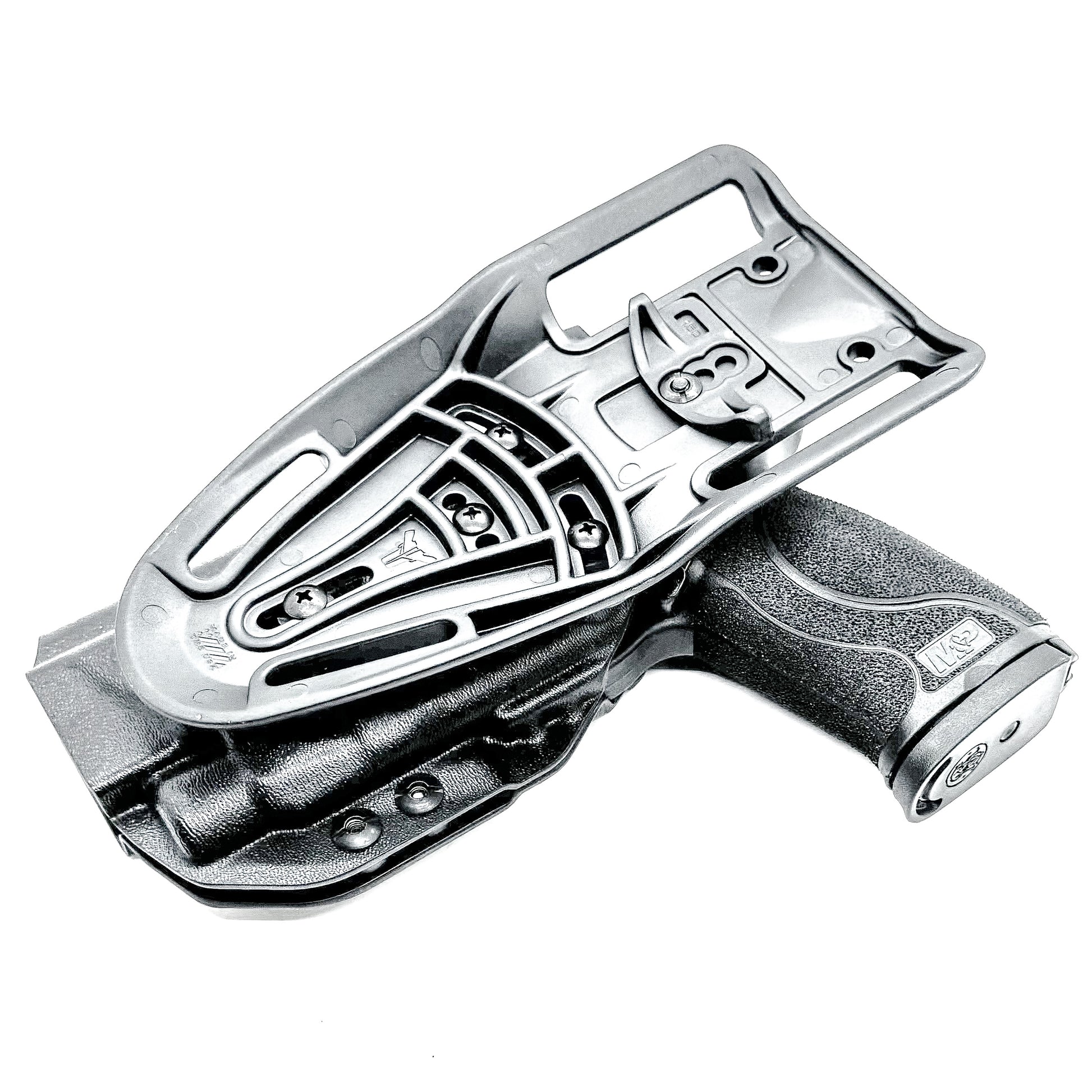 Black OWB Duty and Competiton Holster for the Smith & Wesson M&P M2.0 10mm 4.6" & TLR-7 HL-X light with a Duty Drop Attachment.