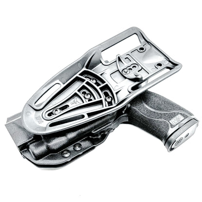 Black OWB Duty and Competiton Holster for the Smith & Wesson M&P M2.0 10mm 4.6" & TLR-7 HL-X light with a Duty Drop Attachment.