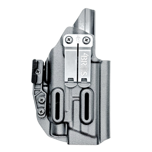 Black Inside Waistband IWB Holster for the Smith & Wesson M&P 4.6" 10mm pistol & TLR-7 HL-X light with DCC Monoblock & a Modwing