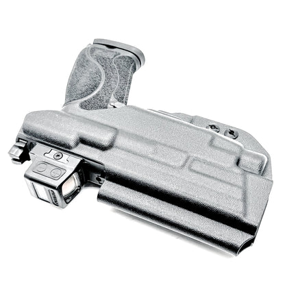 Black Inside Waistband IWB Holster for the Smith & Wesson M&P 4.6" 10mm pistol & TLR-7 HL-X light with DCC Monoblock & a Modwing