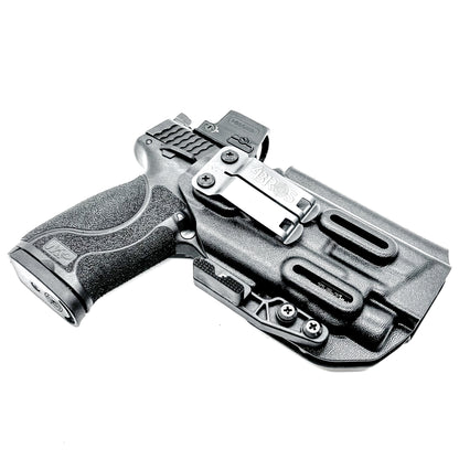 Black Inside Waistband IWB Holster for the Smith & Wesson M&P 4.6" 10mm pistol & TLR-7 HL-X light with DCC Monoblock & a Modwing