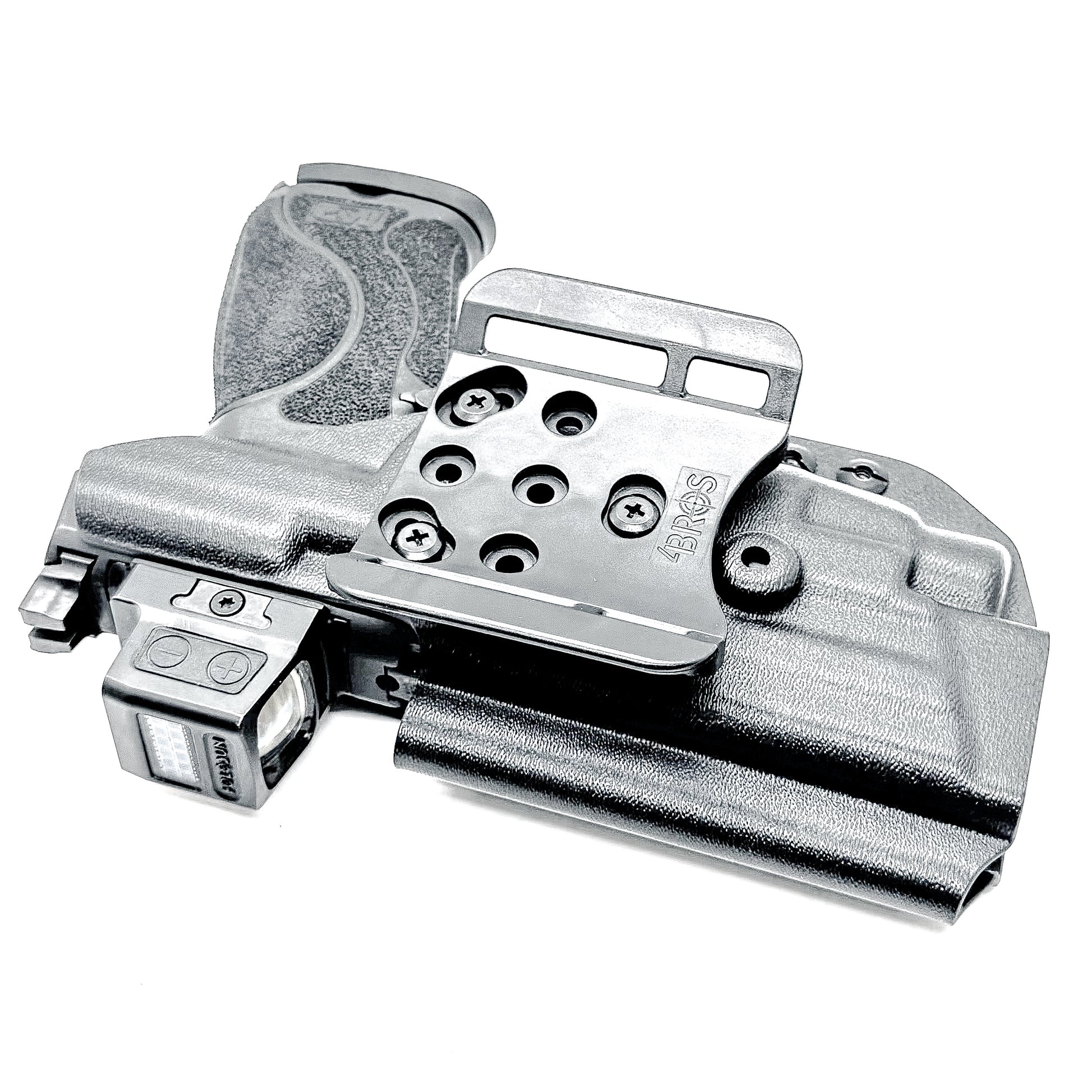 Black Outside Waistband OWB Holster for the Smith & Wesson M&P 4.6" 10mm pistol & TLR-7 X or HL-X light with Duty Drop Attachment.