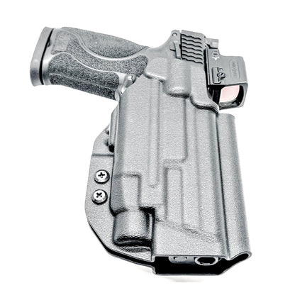 Black Outside Waistband OWB Holster for the Smith & Wesson M&P 4.6" 10mm pistol & TLR-7 X or HL-X light with Duty Drop Attachment.