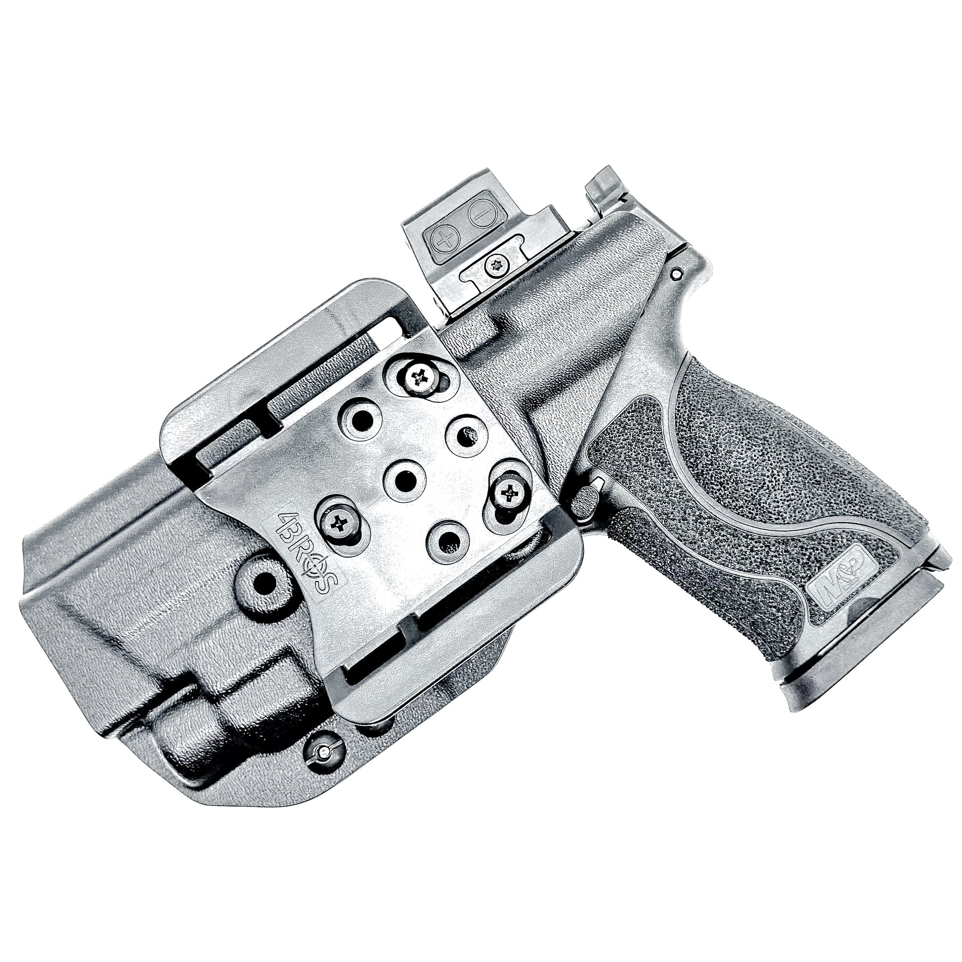 Black Outside Waistband OWB Holster for the Smith & Wesson M&P 4.6" 10mm pistol & TLR-7 X or HL-X light with Duty Drop Attachment.
