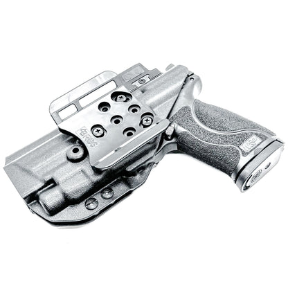 Black Outside Waistband OWB Holster for the Smith & Wesson M&P 4.6" 10mm pistol & TLR-7 X or HL-X light with Duty Drop Attachment.
